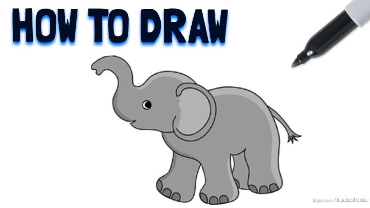 How To Draw An Elephant Easy For Kids Easy Step By Step | Very easy ...