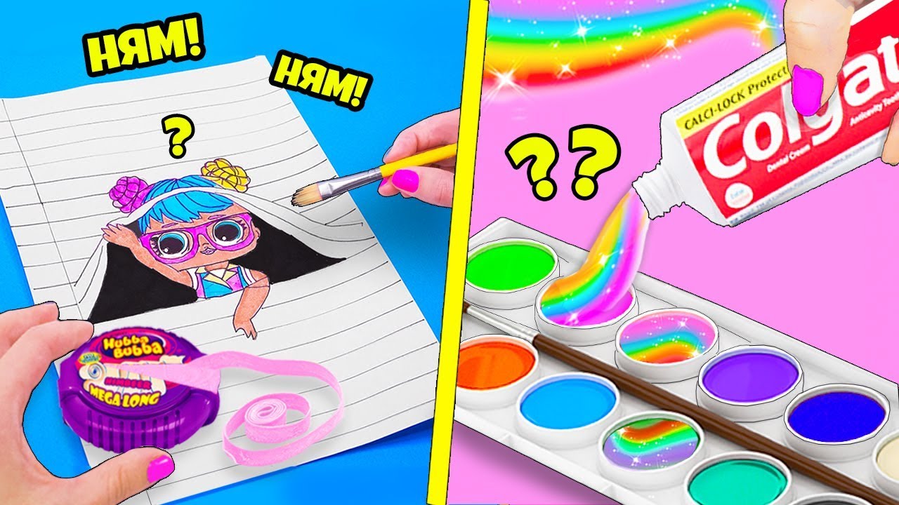 ГЕНИАЛЬНЫЕ ЛАЙФХАКИ для рисования и простые поделки! 13 ...