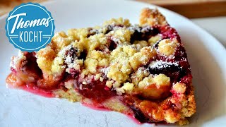 Quick german plum cake with crumble (Streuseln)  {Subtitles}