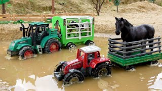 Trator leva animais para atravessar lago - Coleção de vídeos de carros de brinquedo