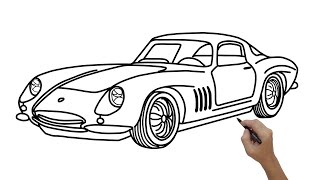 DRAWING A JAGUAR E TYPE CLASSIC SPORTS CAR! HOW TO DRAW STEP BY STEP