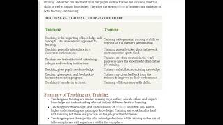 2. What is the difference between teaching and training?