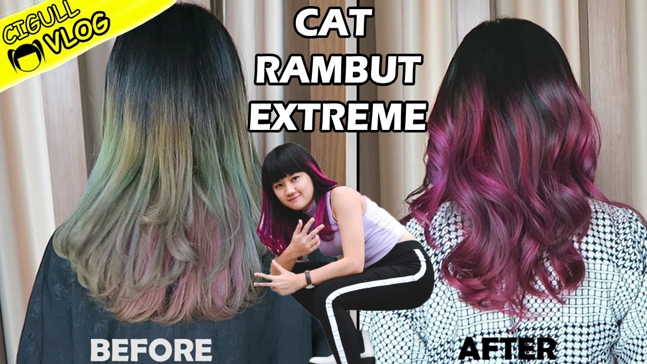 EXTREME BEFORE AFTER CAT  RAMBUT  PINK BALAYAGE OMBRE  