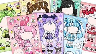 🌸Paper DIY🌸 SANRIO Baby Gacha Sticker Book| ASMR #Kuromi #Melody #Cinnamoroll  #종이놀이