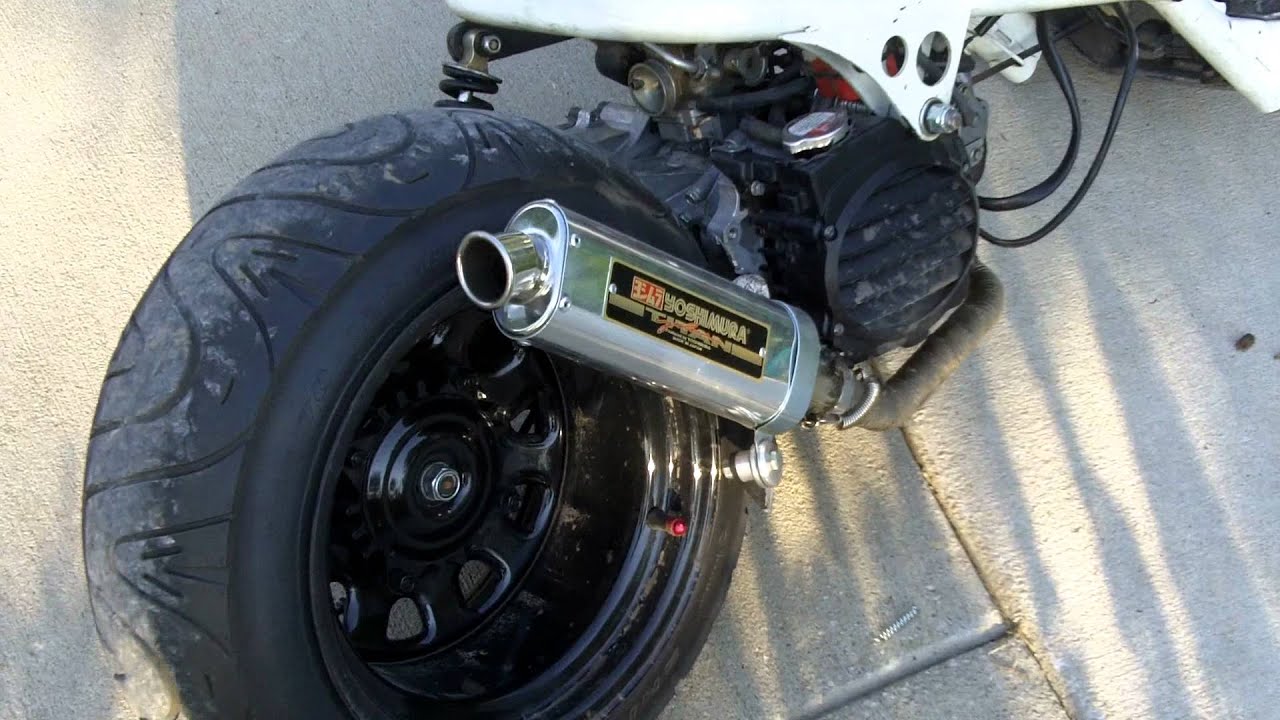 Honda ruckus Yoshimura Titan exhaust with cyclone header YouTube
