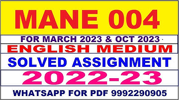 mane 4 solved assignment 2022-23 in english | mane 4 solved assignment 2022-23 | mane 4 2023