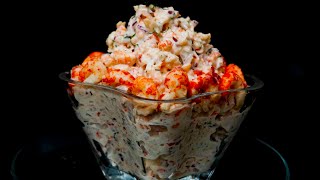 خوراک درهمی دم خرچنگ؛خوراک کرمی پرمزه با مزه پیازشوید تازه درآمیخته با مایونزو آبلیموی تازه خوشمزه