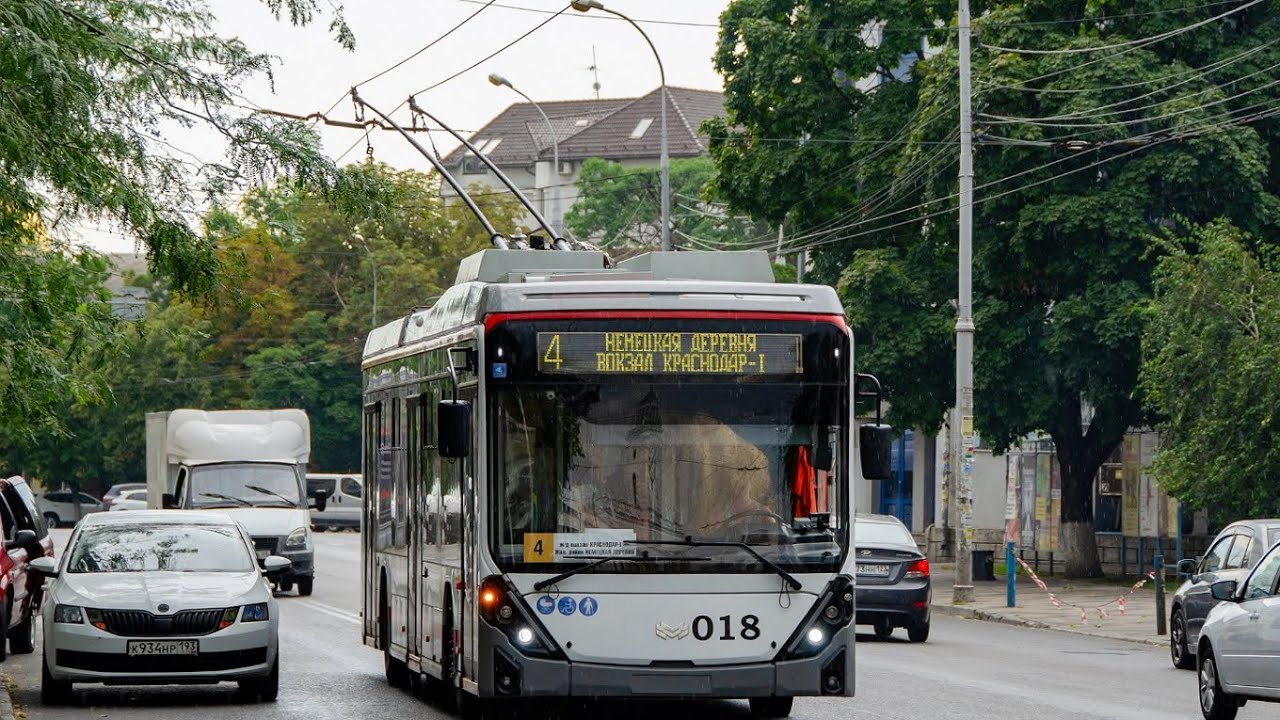 поездка на троллейбусе 018 маршрут 4 Краснодар ...