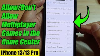 iPhone 13/13 Pro: How to Allow/Don't Allow Multiplayer Games in the Game Center