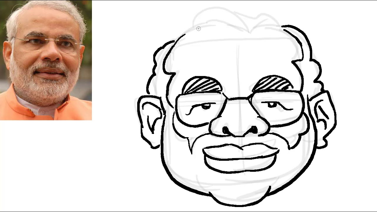 How To Draw Narendra Modi Caricature In Easy Steps? - YouTube