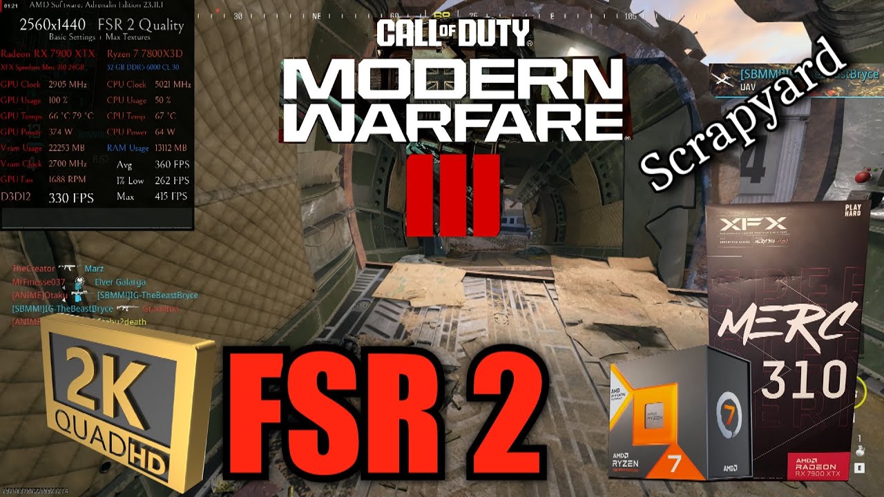 7900 XTX 🖥️ 7800X3D 🎮 Call of Duty Modern Warfare 3 @1440p FSR2 Basic S ...