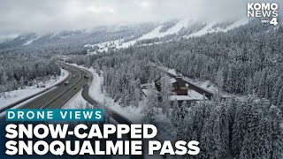 Drone Footage Shows Beautiful, Serene Mountain Snow At Snoqualmie Pass