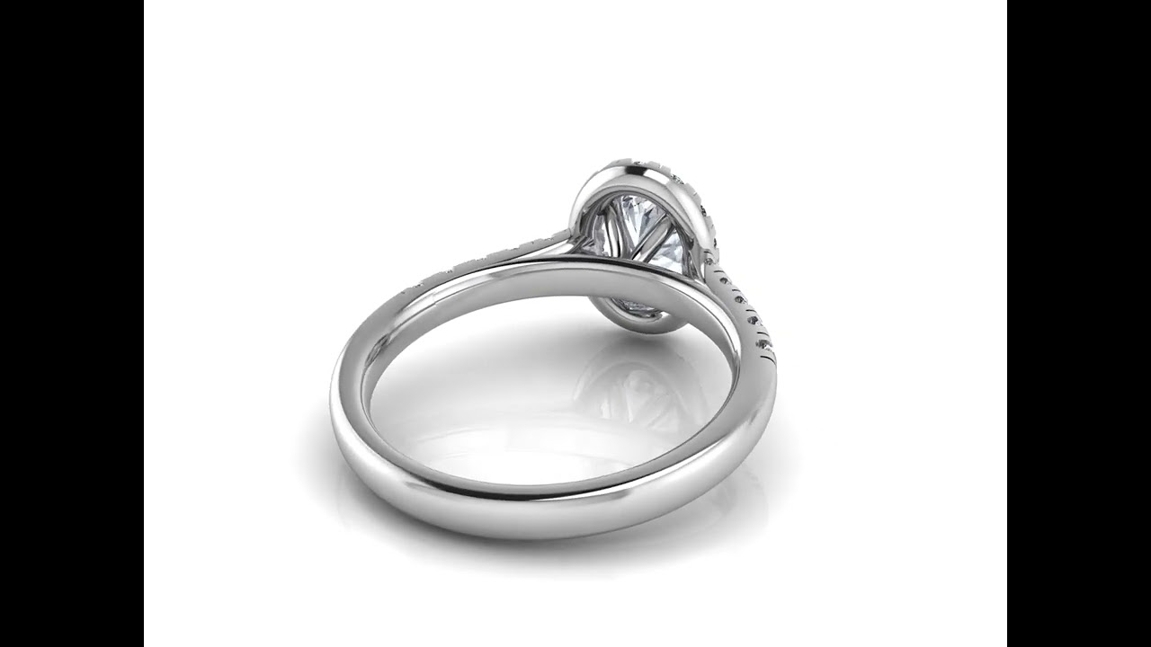 Ah! Jewellery Oval Cut Diamond Pave Halo Ring with Natural Diamond Shoulder Stones. AJR6518X