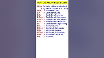 Full Forms B.A B.Sc B.Com LLB M.A M.sc M.com LLM M.E M.Tech PhD  #ba #bsc  #phd #mbbs #fullform