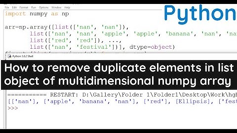 How to remove duplicate elements in numpy multidimensional array  of list in python