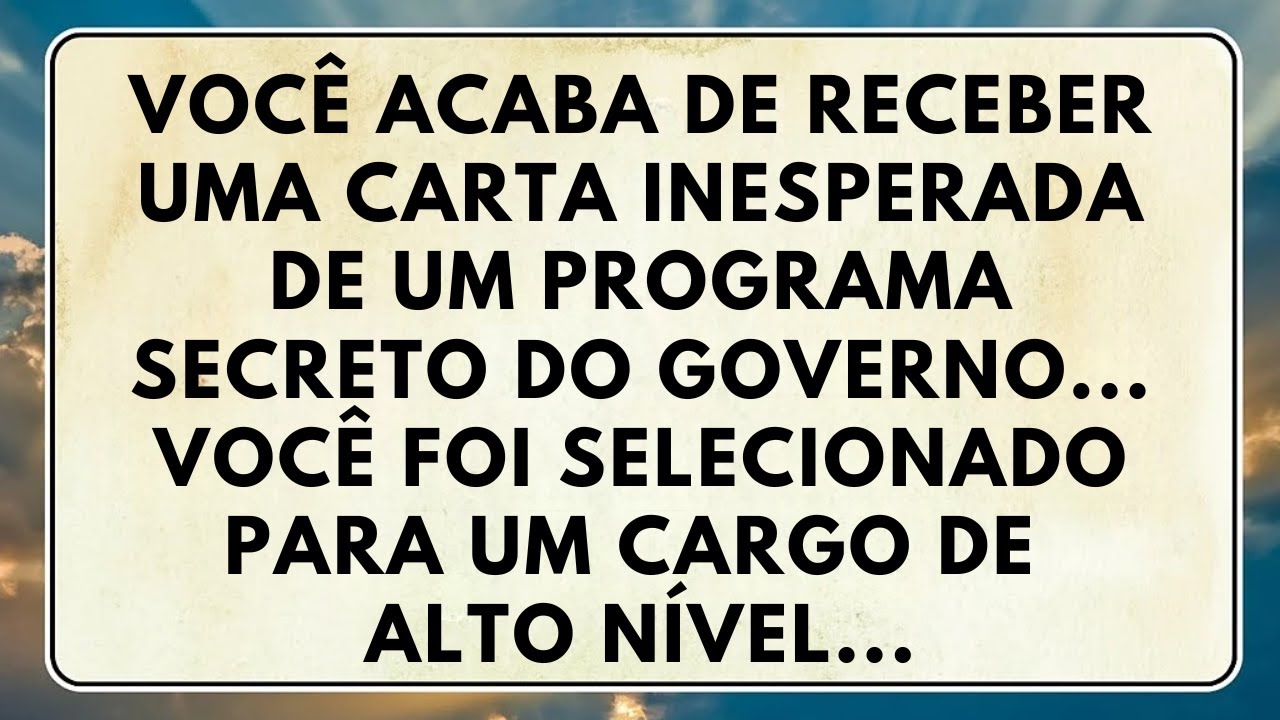 🛑 VOCÊ ACABA DE RECEBER UMA CARTA INESPERADA DE UM PROGRAMA SECRETO DO ...