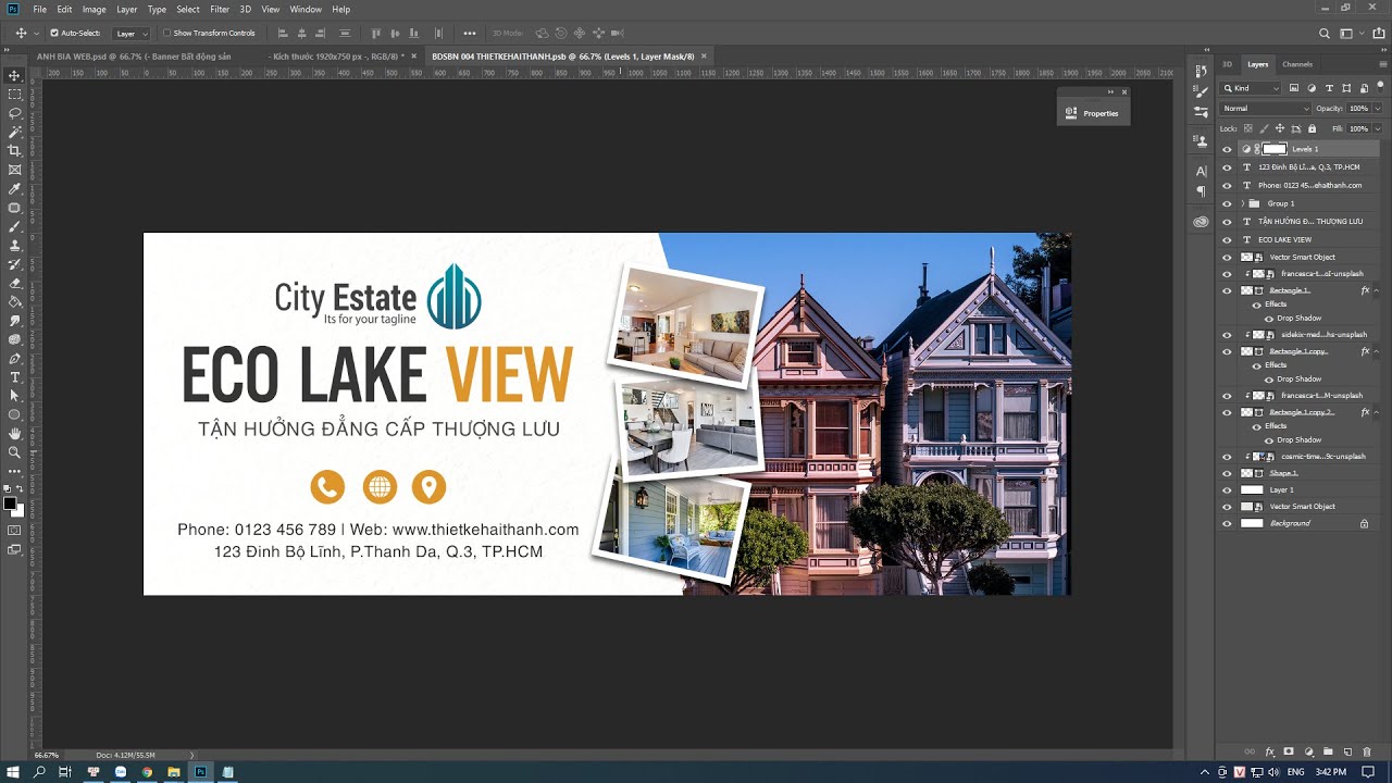 Hướng Dẫn Thiết Kế Banner Bất Động Sản Bằng Photoshop | Hải Thanh Design -  Youtube
