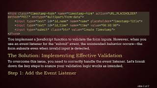 Resolving JS Client Form Validation Issues: Ensuring Proper Submission Logic