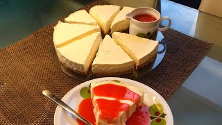 No Bake Cheesecake with Strawberry sauce,without eggs,gelatin,The best homemade  Chessecake Recipe