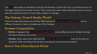 Understanding location.reload(true) in JavaScript: Does It Really Perform a Hard Reload?