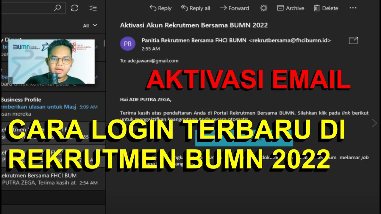 CARA LOGIN TERBARU DI REKRUTMEN BERSAMA BUMN FHCI 2022 VERIFIKASI EMAIL
