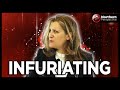 Freeland humiliated after presser crowd scowls at her behind her back