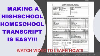 FREE OFFICIAL HOMESCHOOL HIGHSCHOOL TRANSCRIPT