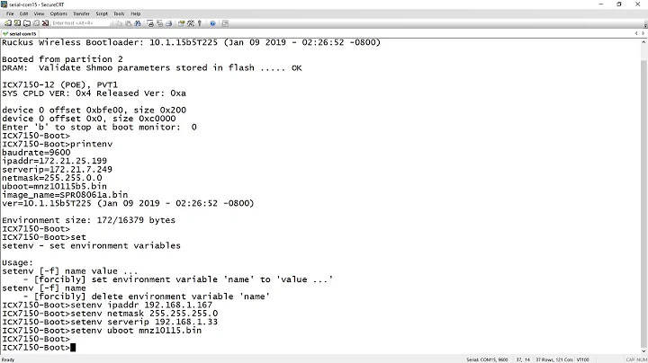 Ruckus ICX Recovery  Load boot code from boot monitor