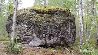 Карелия. Тикша. Камень Лео Ланкинена. Огромный валун среди леса.