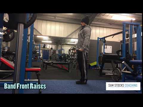 How To Perform Band Front Raises  - Strong Shoulders - Shoulder Health
