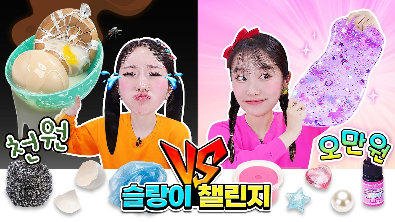 [천원vs오만원] 슬랑이 만들기 챌린지!💸