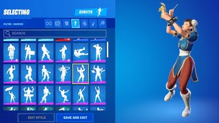 Street Fighter Chun Li in Fortnite!!! doing all my Emotes and Dances! 
