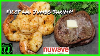 Today i break out my rotissieri attachment for nuwave brio 10 quart
air fryer and cook a bacon wrapped filet with jumbo shrimp! they
turned too good! ...