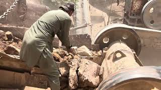 PLAYING with GIANT Rocks!ASMR Rock Quarry CRUSHING Operations-primary Jaw Crusher in Action.