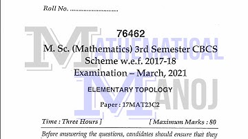 MDU MSc Mathematics Previous Year Paper 2021 | Elementary Topology | Mathematical Manoj