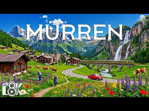 Mürren 8K | Car-Free Alpine Village, Schilthorn & Jungfrau Views | Relaxing Piano for Sleep & Focus