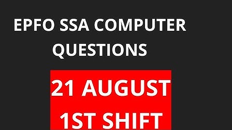 EPFO ssa computer questions| today exam 21 aug 1st shift #epfossa2023exam #analysis  #computer