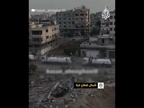 لحظة دخول مساعدات لشمال قطاع غزة
