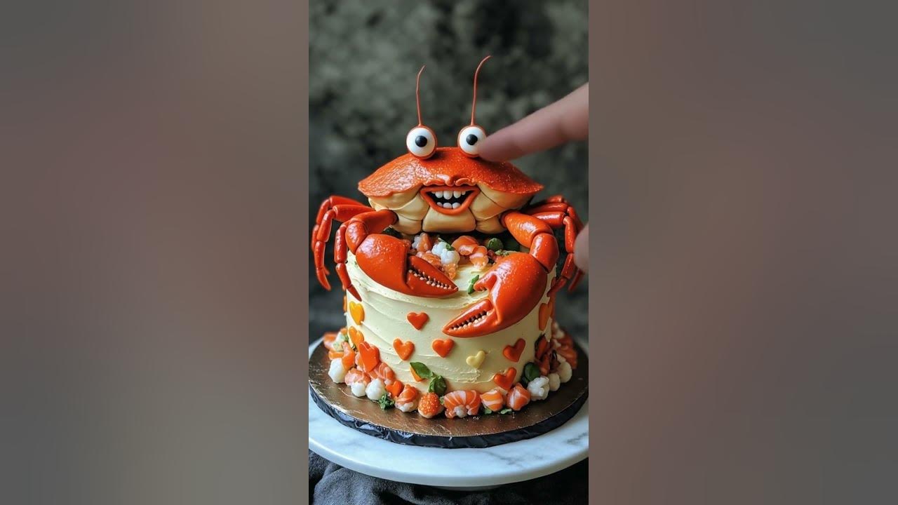 🦀 Squishy Crab Cake Gets SQUEEZED!  ASMR Crunch & Squish Delight 🎂