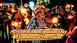 African Emancipation day Flambeau (Flambo) procession to All stars panyard