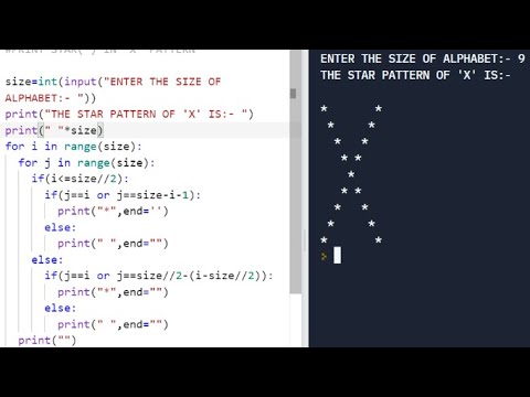 PYTHON PATTERN PROGRAM || PRINT STAR(*) IN LETTER ' X ' PATTERN