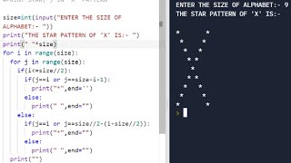 PYTHON PATTERN PROGRAM || PRINT STAR(*) IN LETTER ' X ' PATTERN