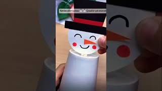 Kağıt Bardaktan Kardan Adam Kuklası Yapımı ☃️⛄️ #okulöncesi #keşfet #geridönüşüm #kardanadam #beğen