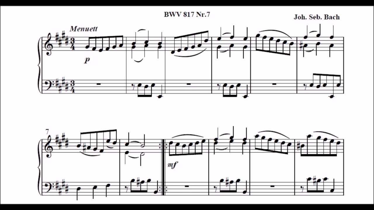 Ми сюит. Бах Менуэт соль минор. Бах Менуэт BWV 1067. Бах Менуэт до минор Ноты.