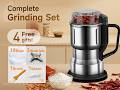 Powerful Stainless Steel Dry Spice & Coffee Grinder Set - 500ml Mill with Extra Blades & Free Gifts
