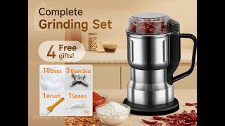 Powerful Stainless Steel Dry Spice & Coffee Grinder Set - 500ml Mill with Extra Blades & Free Gifts