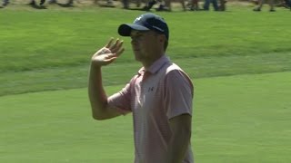 Jordan Spieth sets up kick-in eagle with magnificent approach at The Barclays