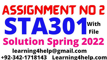 sta301 assignment 2 2022 sta301 assignment 2 solution spring 2022 sta301 assignment no 2 2022 sta301