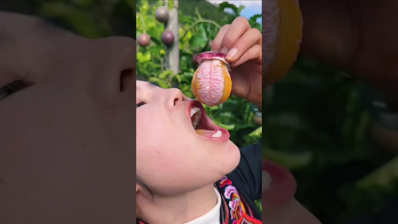 Delicious passion food in a rural farmer's garden 