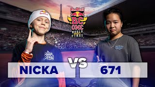 B-Girl 671 vs. B-Girl Nicka | Semifinal | Red Bull BC One 2023 World Final Paris